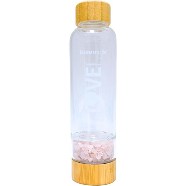 Kuvings Glass Water Drinking Bottle With Rose Quartz Crystals 500ml - Love