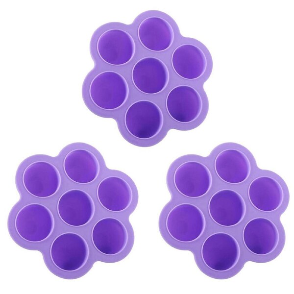 3x Kuvings Silicone Baby Food Storage Container Ice Cubes Maker - 7 Holes Purple