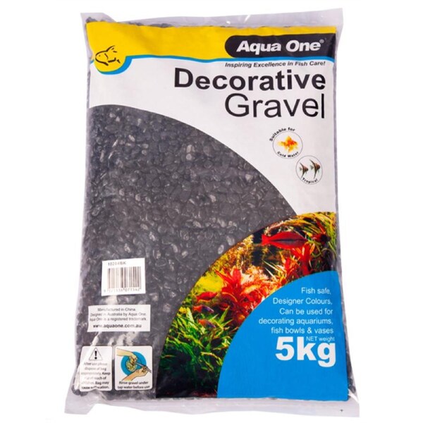 Aqua One Decorative Gravel Black 7mm 5kg (10284BK)