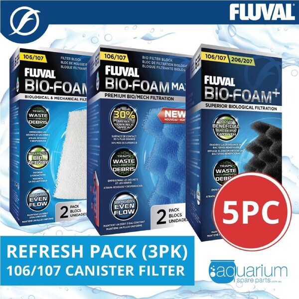 Fluval 106/107 Canister Filter Refresh Pack 3pk (5pc)