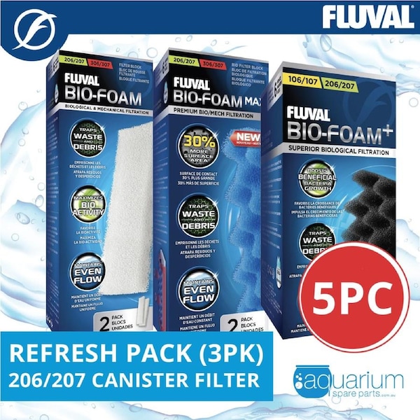 Fluval 206/207 Canister Filter Refresh Pack 3pk (5pc)