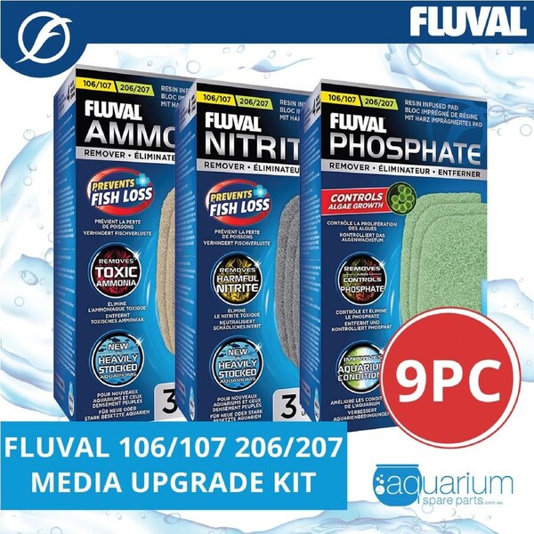 Fluval 106/107 & 206/207 Media Upgrade Kit 3pk/9pc (includes Ammonia, Nitrite, Phosphate Remover)