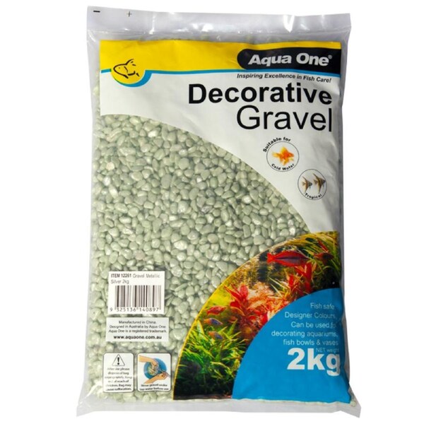 Aqua One Decorative Gravel Metallic Silver 2kg (12261)