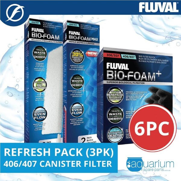 Fluval 406/407 Canister Filter Refresh Pack 3pk (6pc)