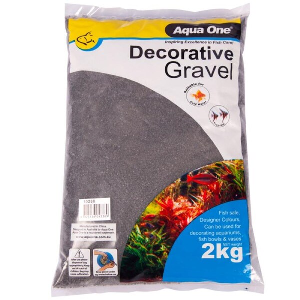 Aqua One Decorative Gravel 2kg Black Silica 1mm (10288)