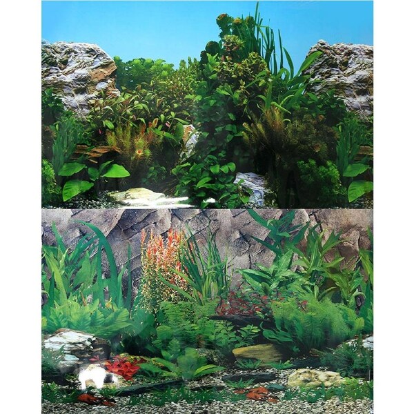 Aqua One Background 49x90cm White Stone Rock Plant #4 (29521)