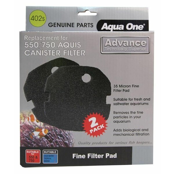 Aqua One Aquis Advance 550/750 Sponge Pad - 35ppi Black (2pk) 402s (25402s)