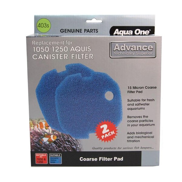 Aqua One Aquis Advance 1050/1250 Sponge Pad - 15ppi Blue (2pk) 403s (25403s)
