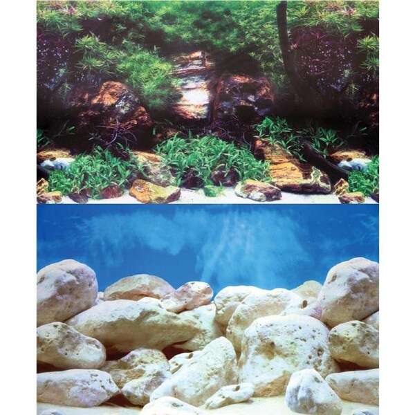 Aqua One Background White Stone/Algae & White Rock Double Sided 60cm (Per Metre) (10514)