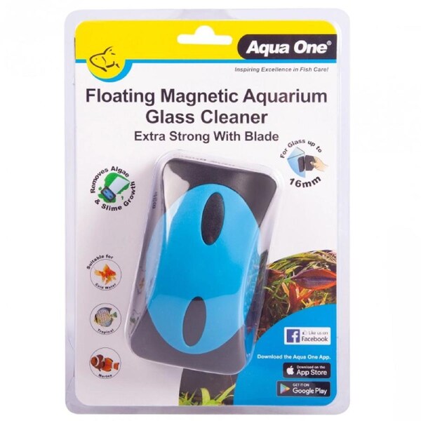 Aqua One Floating Magnet Aquarium Glass Cleaner with Blade (10109)