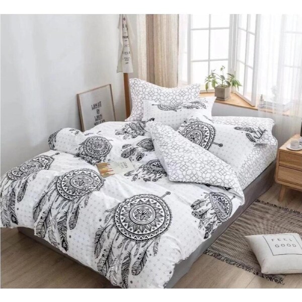 White Dreamcatcher Quilt Doona Duvet Cover Pillow Case Set King, 2 Pillow Cases