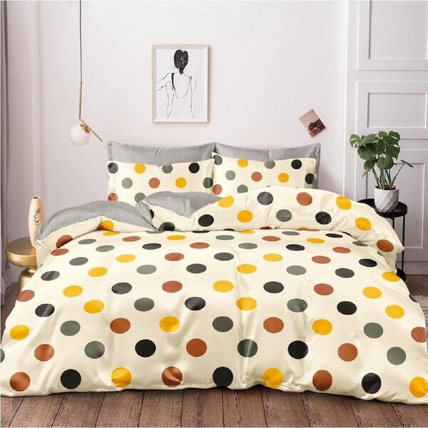 Dot Pattern Quilt Doona Duvet Cover Pillow Case Set Queen, 2 Pillow Cases