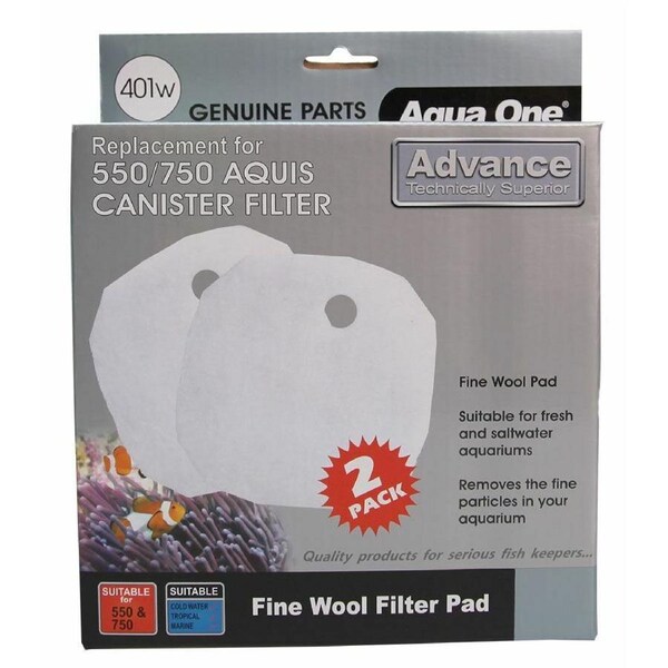Aqua One Aquis Advance 550/750 Wool Pad (2pk) 401w BULK BUY 5pk