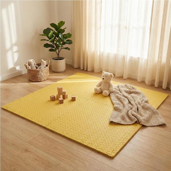BoPeep 4Pcs Kids Play Mat EVA Interlocking Tiles 60x60cm Yellow