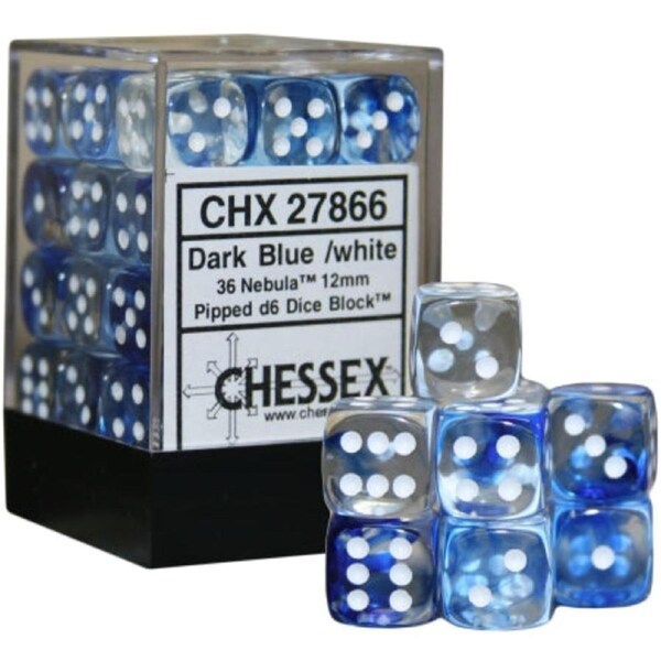 CHX 27866 Nebula 12mm d6 Dark Blue/White Block (36)