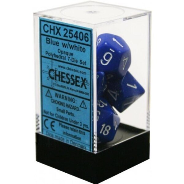 Chessex D7-Die Set Opaque Polyhedral Blue/white 7-Die Set