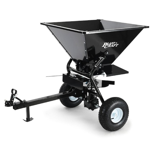 PlantCraft 160L Tow Behind Broadcast Seed and Fertiliser Spreader, 158kg Load, Heavy Duty