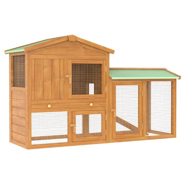 Advwin Rabbit Hutch 145cmX45cmX85cm Wooden Bunny Cage Pet House Chicken Coop Guinea Pig Cage