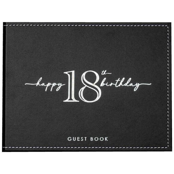 Silver & Black 18th Birthday Guest Book
