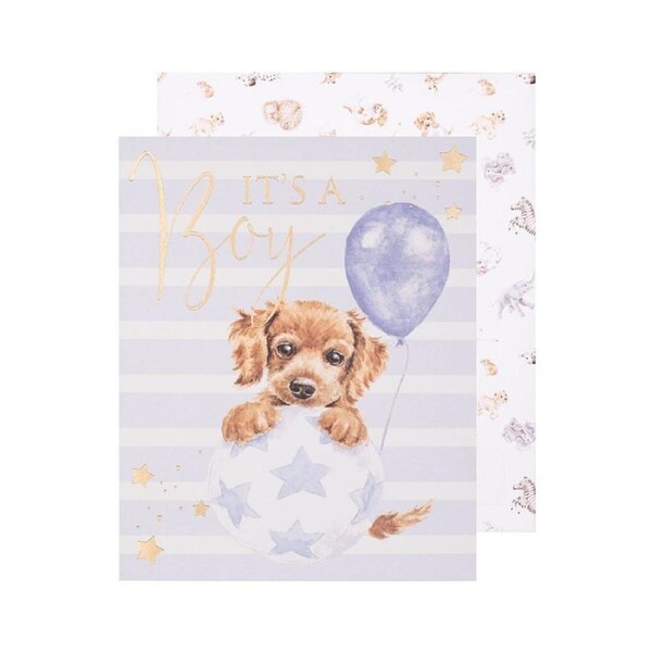 Wrendale Designs Greeting Card - Bouncing Boy 'It's A Boy'