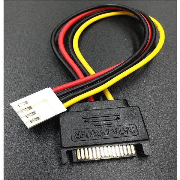 [SATAM-S4P] 20cm 1x SATA 15 Pin Male to Small 4 Pin Female Connector Power Cable