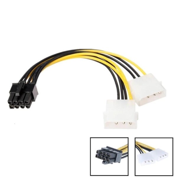 [ADA-GEN-MOL8P] Dual 4 Pin Molex To 8 Pin VGA Cable for Asus MSI VGA Video Graphic Card