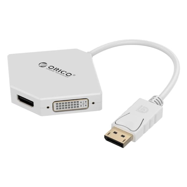 [DPT-HDV3-WH] Orico DPT-HDV3 Displayport to HDMI+DVI+VGA Adapter 250mm Data Cable - White