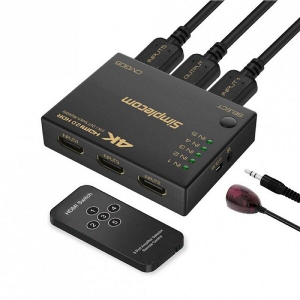 [CM305] Simplecom Ultra HD 5 Way HDMI Switch 5 IN 1 OUT Splitter 4K@60Hz