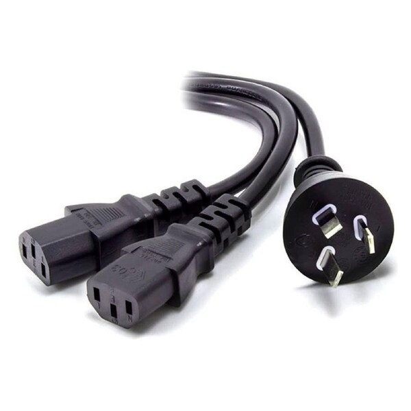 [MF-AUS3P2C13-03] Alogic 3m Power Split Cable 1 Male to 2 Female Aus 3 Pin Mains Plug 2x IEC C13