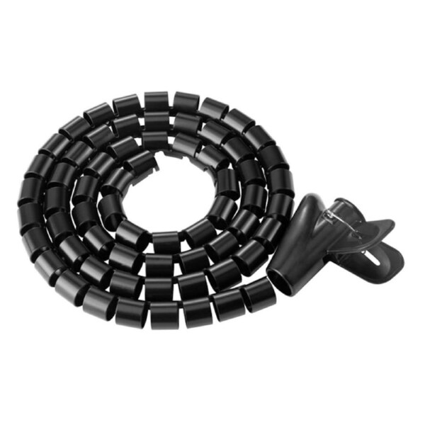 [HC-15-B] Brateck 15mm/0.59" Diameter Coiled Tube Cable Sleeve 1000x15mm - Black