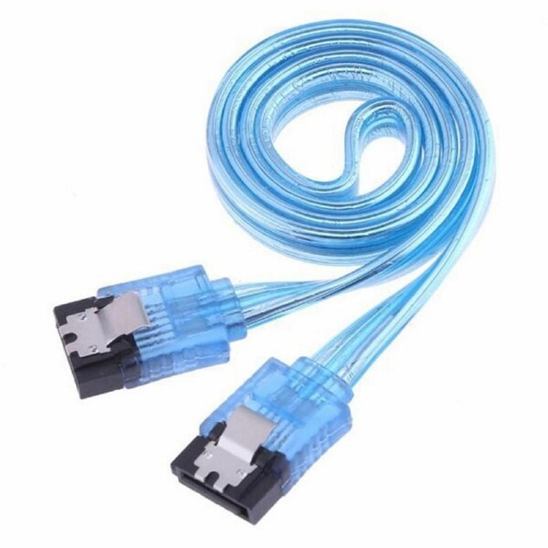 [NB-01-SATA3-TB] 1m Straight SATA III Data Cable Serial ATA with Lead Locking Clips Blue
