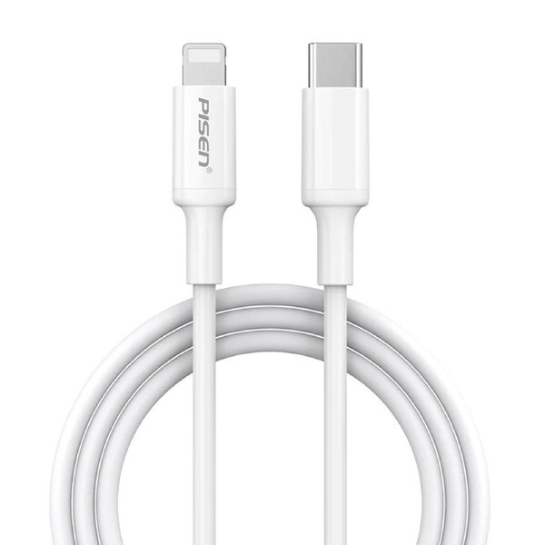 [6.90296E+12] Pisen 1.2m Lightning to USB-C PD Fast Charge Cable White Ultimate Durability