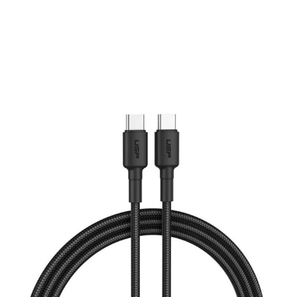 [6972890207064] USP 1m BoostUp Braided USB-C to USB-C Cable, Black - 3A Fast & Safe Charge