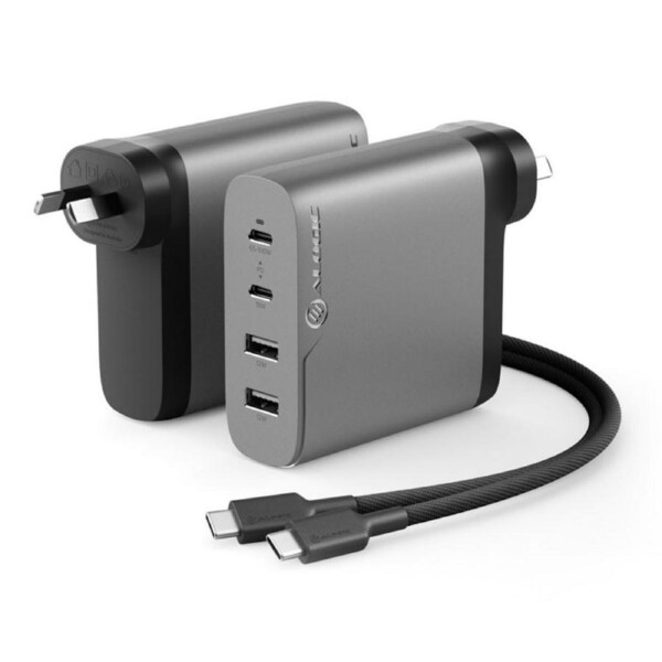 [WCG4X100SGR-ANZ] Alogic 4X100 Rapid Power 4 Port 100W GaN Wall Charger with USB-C Charging Cable