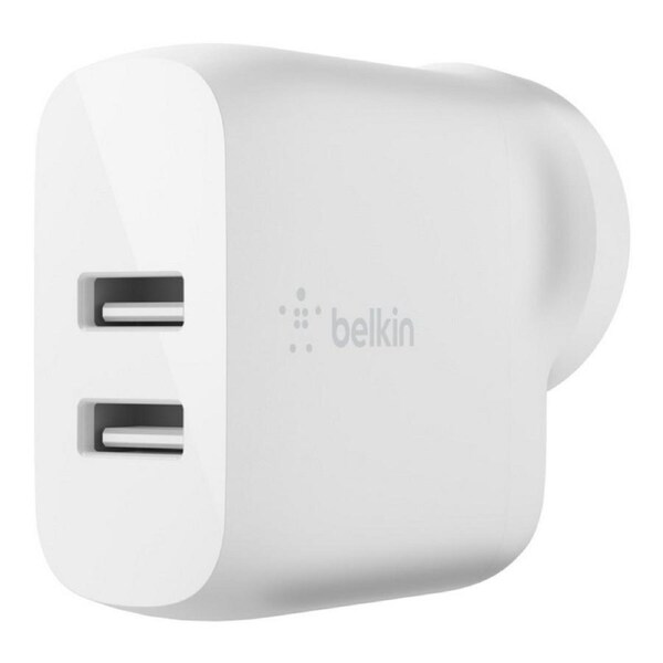 [WCB002auWH] Belkin Boost Charge Dual USB-A Wall Charger 24W White,Dual port charges at once