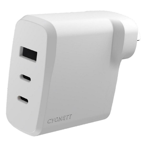 [CY4770PDWCH] Cygnett PowerPlus 87W Triple Port Fast Wall Charger White,2xUSB-C PPS (87W)