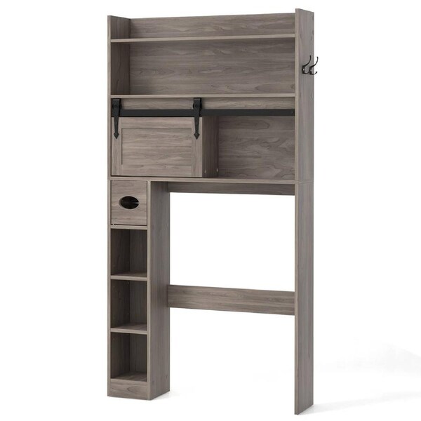 Costway Over the Toilet Bathroom Storage Cabinet Space-Saving Cupboard Grey