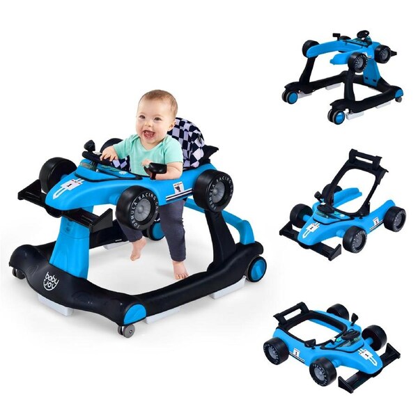 Costway 4in1 Walker Stroller Folding Push Walkers Ride on Toy Car Activity Music Gift Blue
