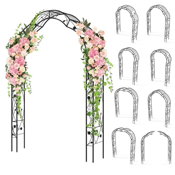 Costway Garden Decorative Arch Plant Climbing Stand Metal Archway Trellis Wedding Party Black