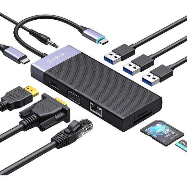 [MDK-10P-BK] Orico Type-C Hub 10 In 1 Multifunctional Docking Station for Windows and Mac
