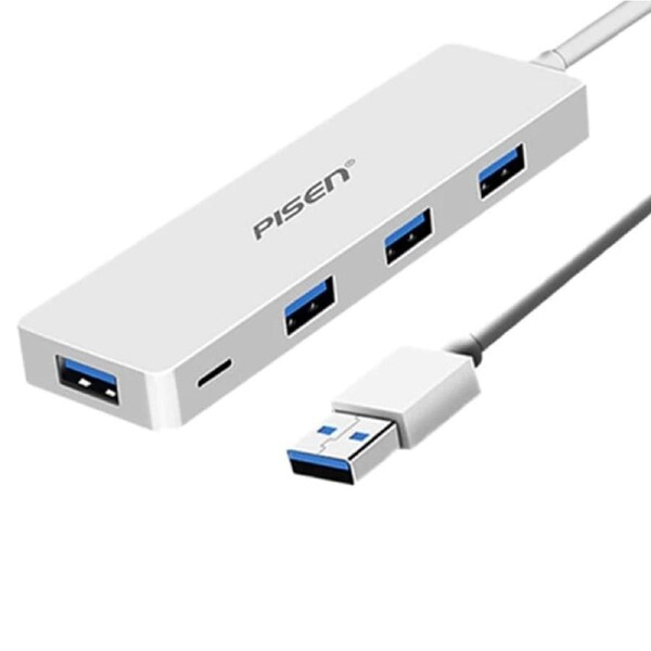 [6940735489180] Pisen USB-A to 4x USB-A 3.0 Charging HUB TPE Flexible Wire, Light Indicator