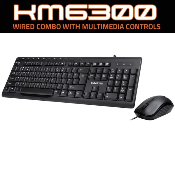 [KM6300] Gigabyte USB Wired Keyboard & Mouse Combo Multimedia Controls 1000dpi