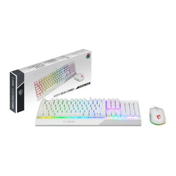 [Vigor GK30 Combo White] MSI Gaming Keyboard and Mouse, Stunning RGB Lighting