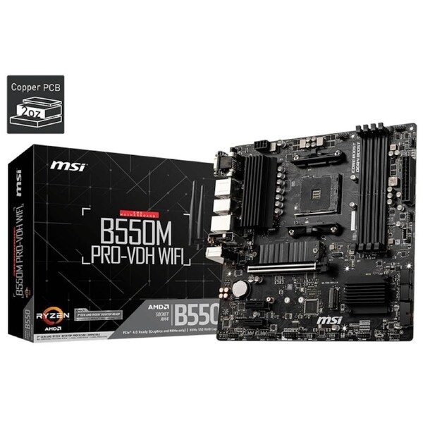 [B550M PRO-VDH WIFI] MSI B550M Pro-VDH Wi-Fi Motherboard AM4 Micro-ATX DDR4 M.2 HDMI VGA DP RAID LAN