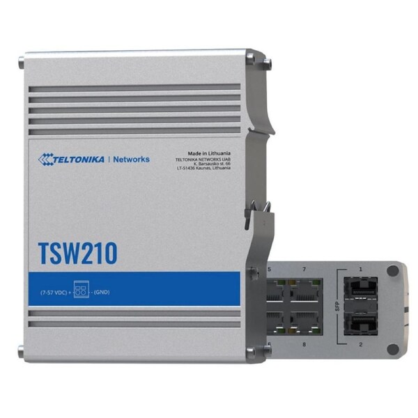 [TSW210000010] Teltonika TSW210 Industrial Switch, 2x SFP ports, 8x Gigabit Ethernet ports