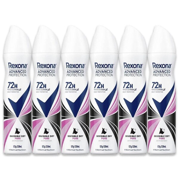 6pc Rexona Women's Advanced Protection Invisible Pure Antiperspirant 220ml