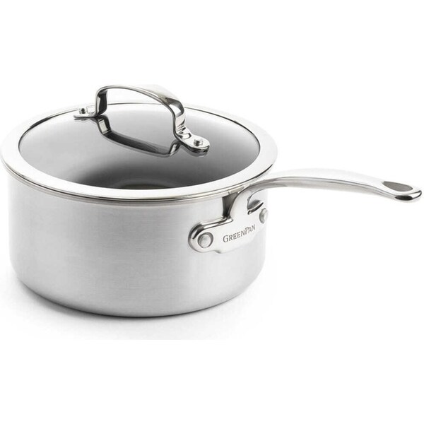 GreenPan Premiere Stainless Steel Open Covered Saucepan 20cm/3.1L Home Cooking