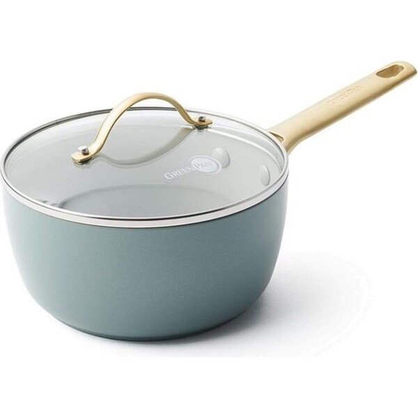GreenPan Padova Smokey Sky Blue Covered Saucepan 18cm/2L Home Kitchen Cooking