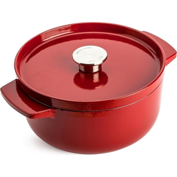 KitchenAid Cast Iron Durable Casserole Pot Home Cooking 22cm/3.3L Empire Red