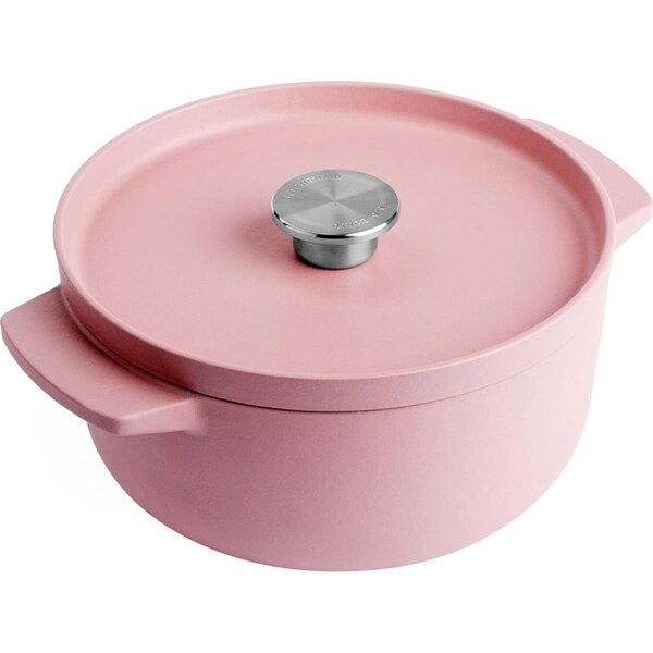 KitchenAid Cast Iron Durable Casserole Pot Home Cooking 22cm/3.3L Dried Rose